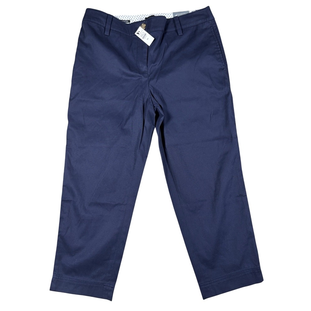 Talbots Women's Petite Sz 8 Slim Perfect Cropped‎ Pants Cotton Navy Twill